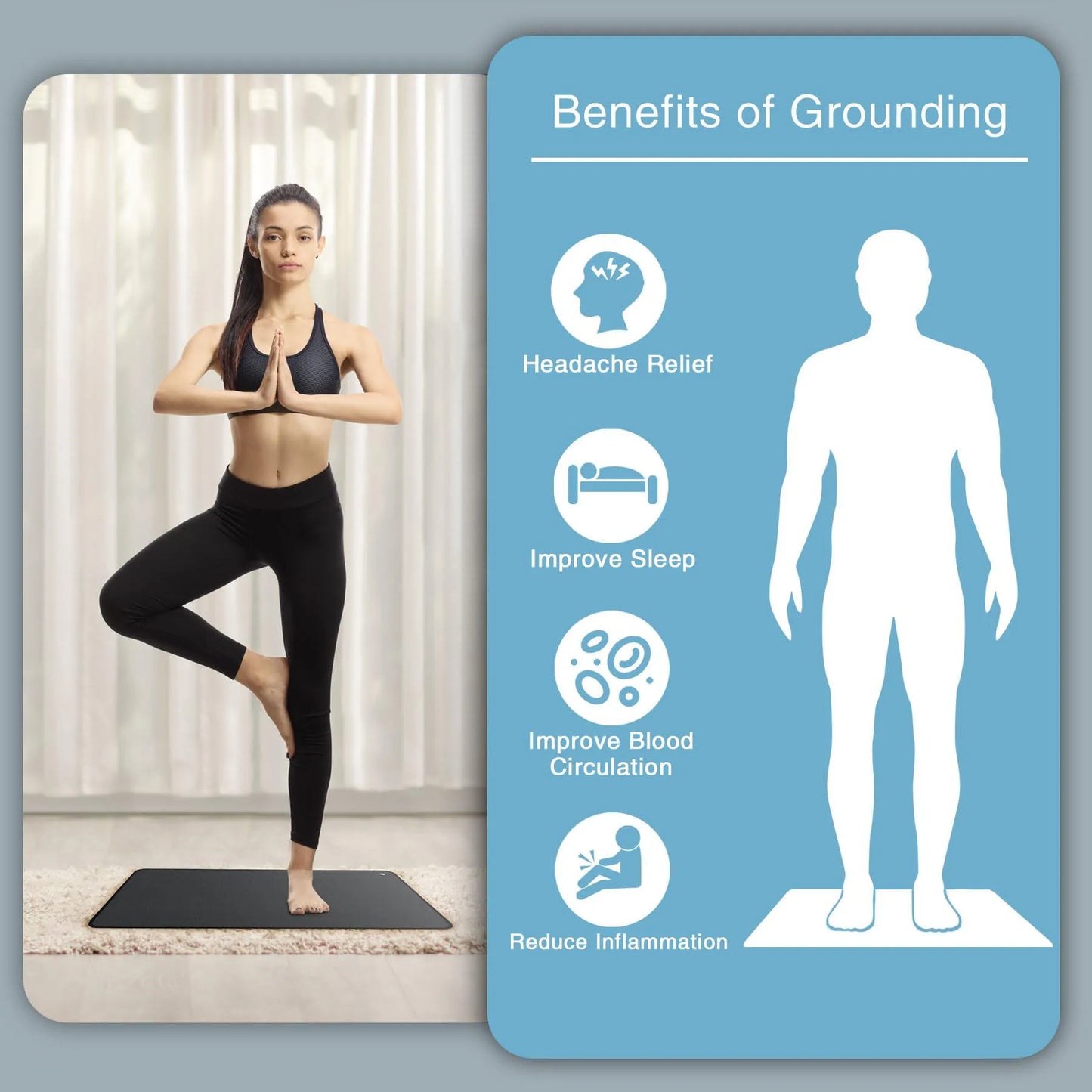 35x24in Grounding Mat for Balance Energy, Pain Relief, Inflammation Reduction, Improved Sleep,Stress Reduction,Circulation Boost