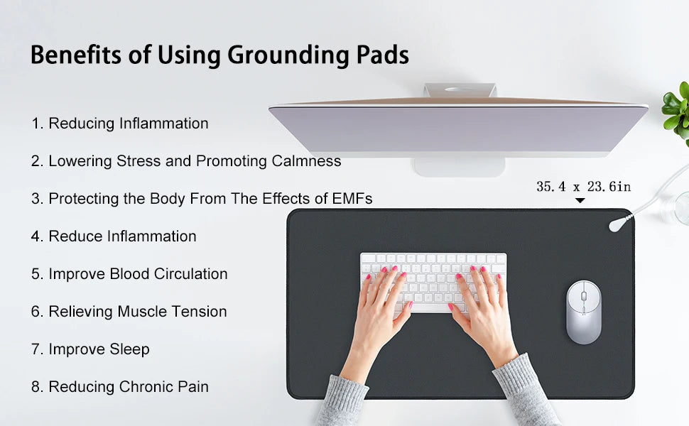 35x24in Grounding Mat for Balance Energy, Pain Relief, Inflammation Reduction, Improved Sleep,Stress Reduction,Circulation Boost